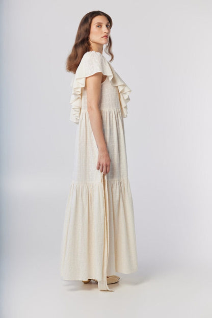 Papillon Dress in Cream Embroidered Cotton Dresses CHRISTINE ALCALAY