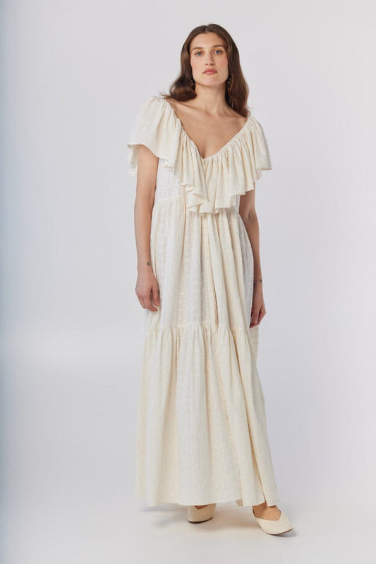Papillon Dress in Cream Embroidered Cotton Dresses CHRISTINE ALCALAY