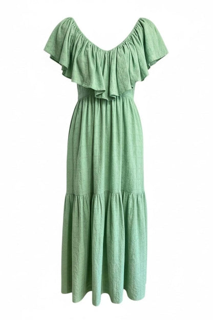 Papillon Dress in Jade Green Embroidered Cotton Dresses CHRISTINE ALCALAY