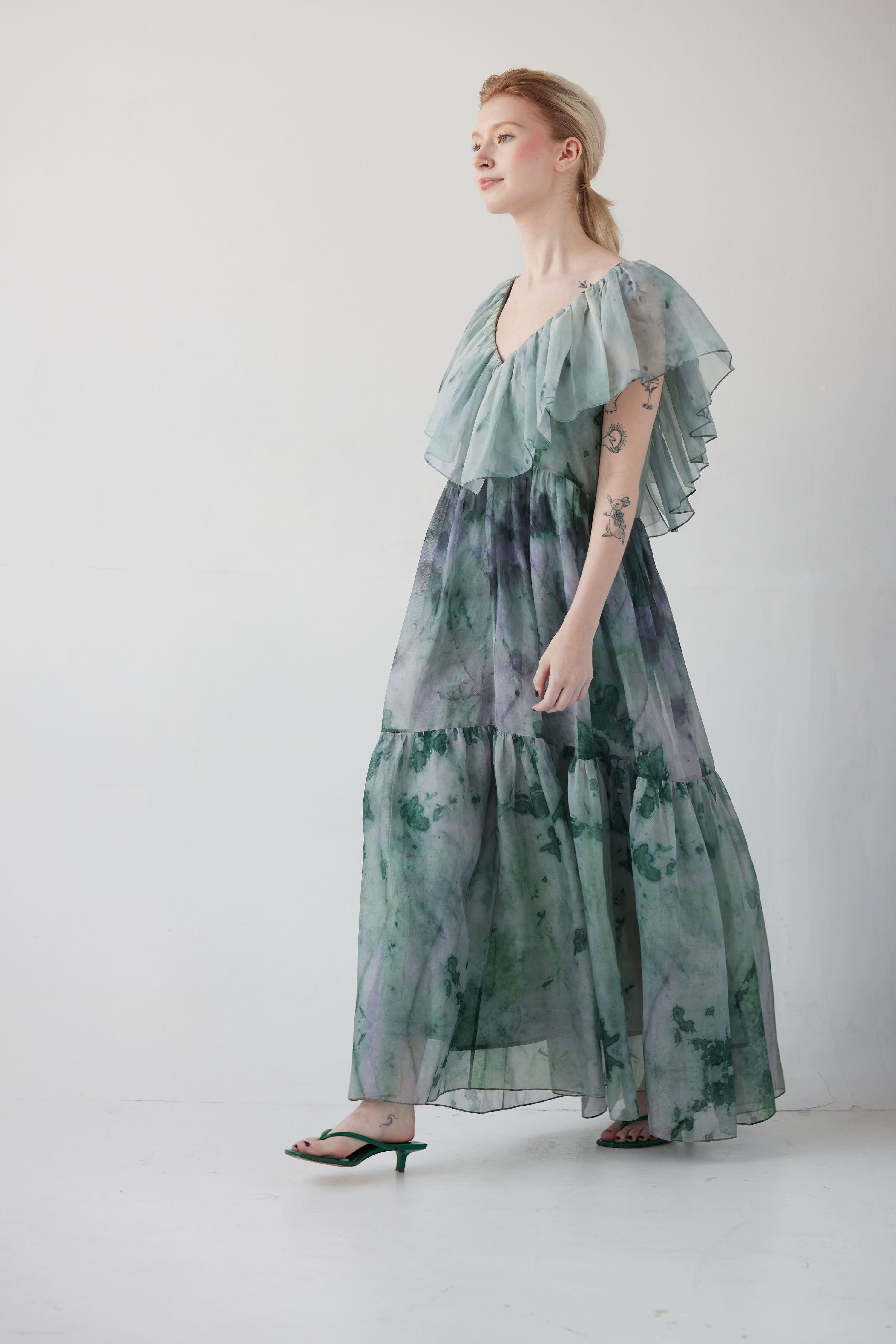 Papillon Dress in Printed Silk Organza CHRISTINE ALCALAY