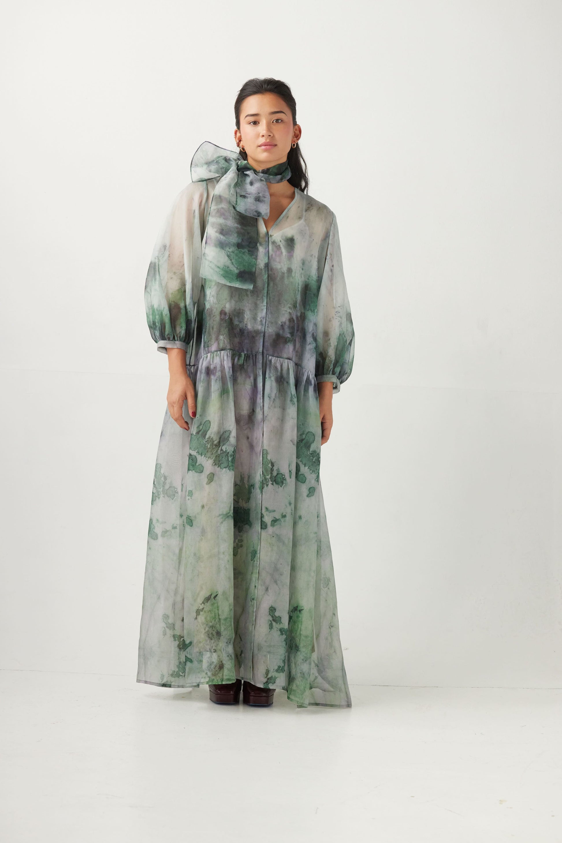 Teresa Dress in Silk Organza Dresses Christine Alcalay Water Extra Small / Small 