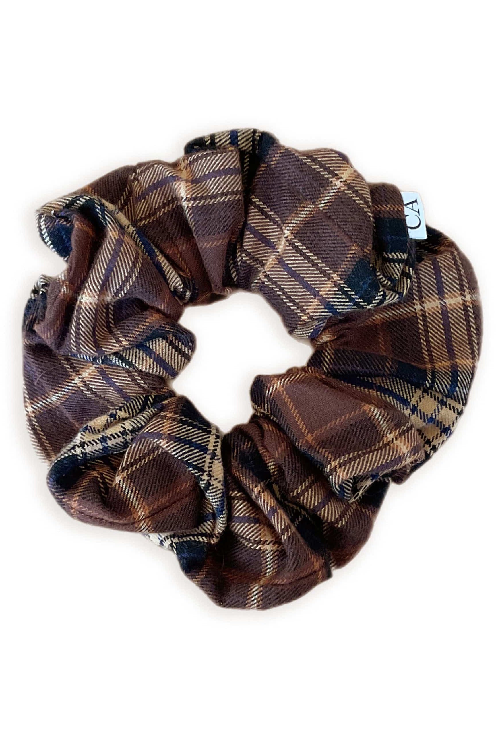 Scrunchies for Nature vs Nurture Hair Accessories CHRISTINE ALCALAY Brown Plaid Flannel  