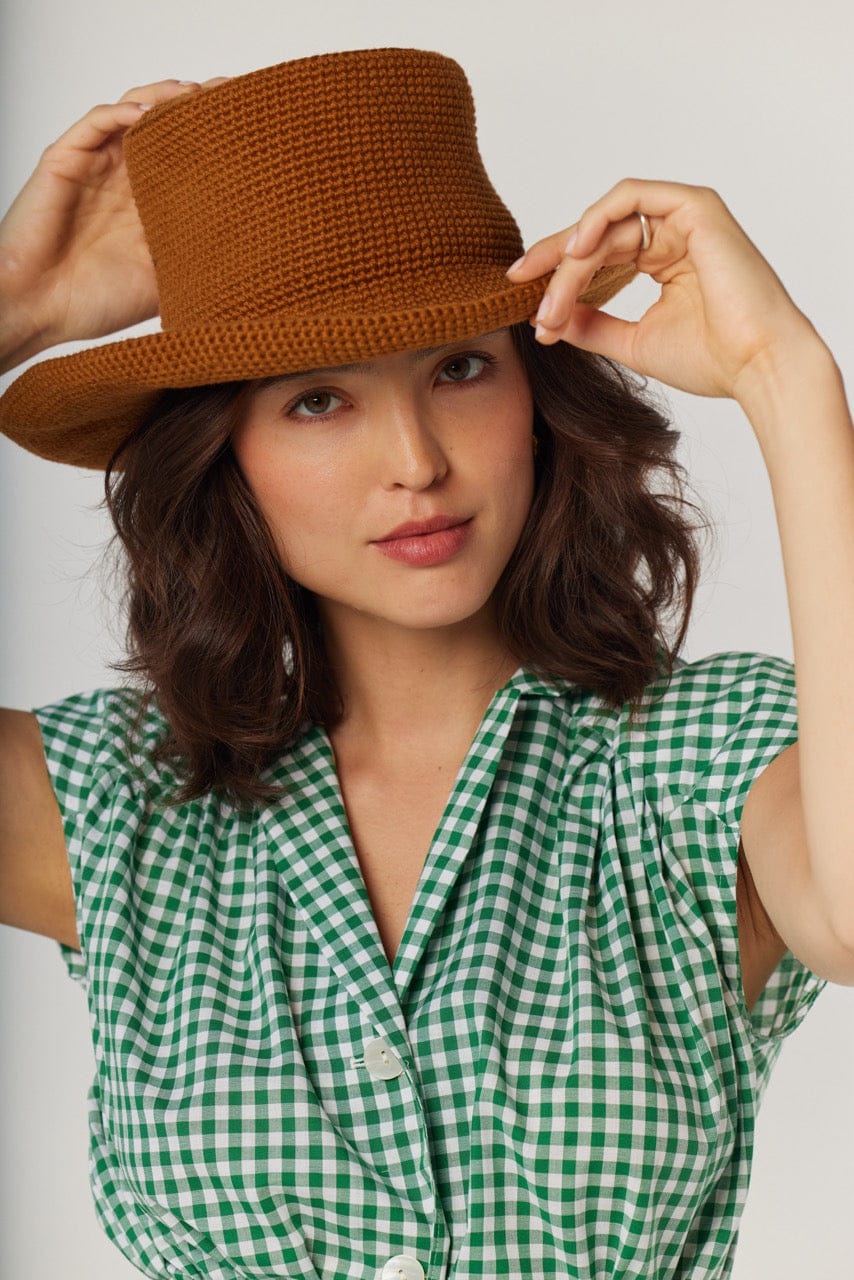 Georgia Sun Hat in Brown Sugar Pima Cotton Hats CHRISTINE ALCALAY