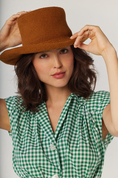 Georgia Sun Hat in Brown Sugar Pima Cotton Hats CHRISTINE ALCALAY