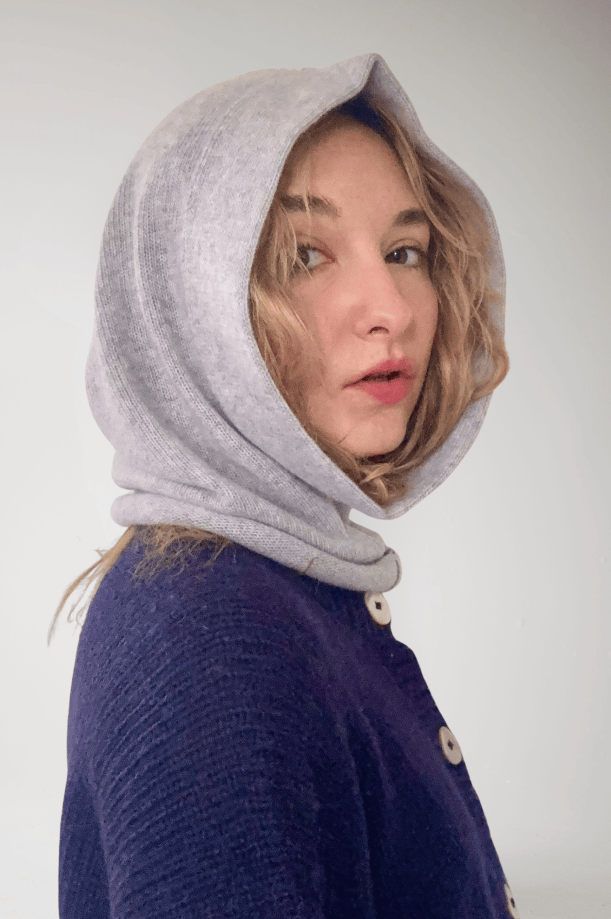 Cashmere Hood Hat Hats CHRISTINE ALCALAY Heather Chrome