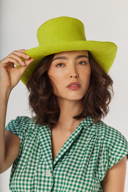 Georgia Sun Hat in Lemongrass Pima Cotton Hats CHRISTINE ALCALAY