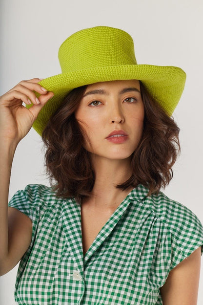 Georgia Sun Hat in Lemongrass Pima Cotton Hats CHRISTINE ALCALAY