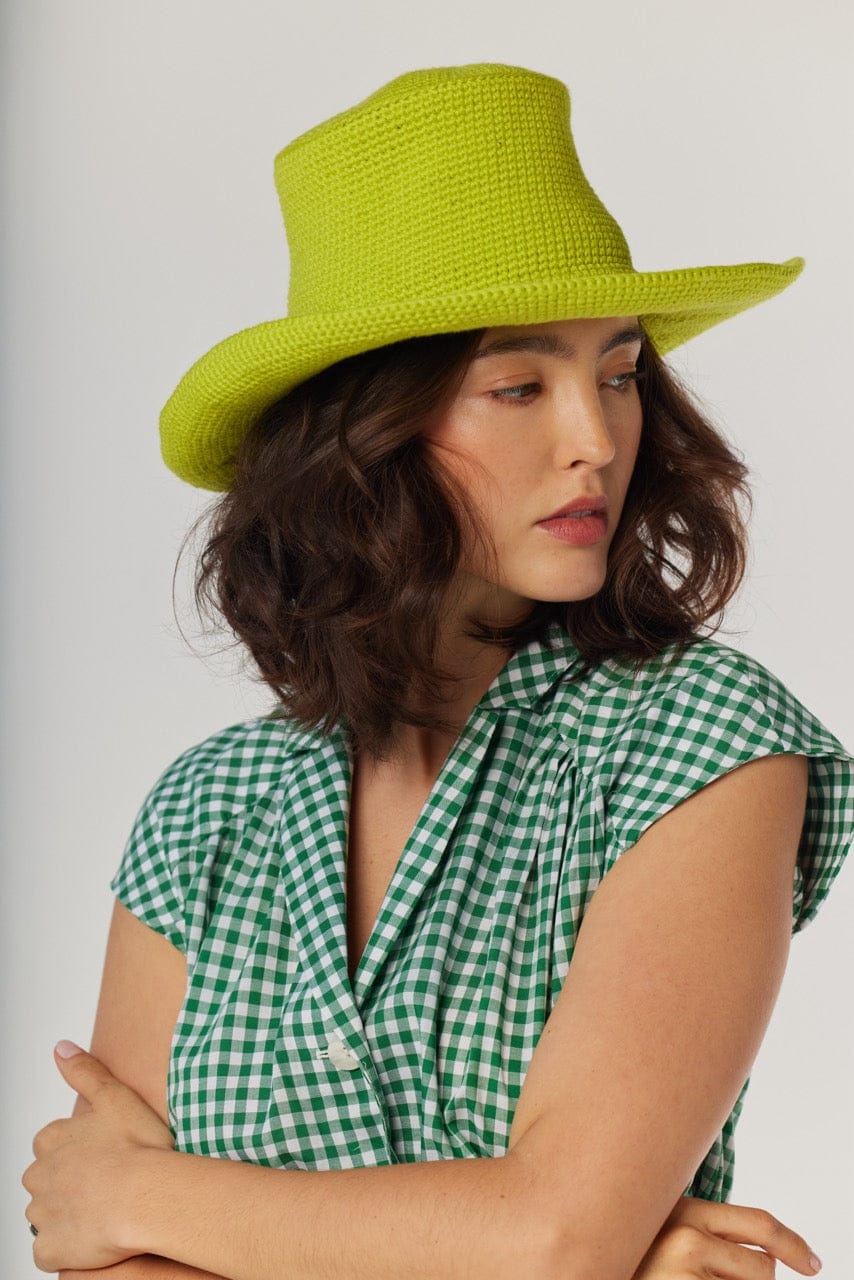 Georgia Sun Hat in Lemongrass Pima Cotton Hats CHRISTINE ALCALAY Lemongrass One size