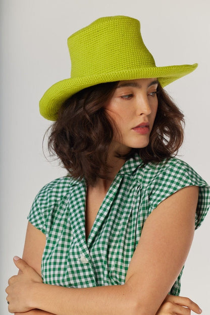 Georgia Sun Hat in Lemongrass Pima Cotton Hats CHRISTINE ALCALAY Lemongrass One size