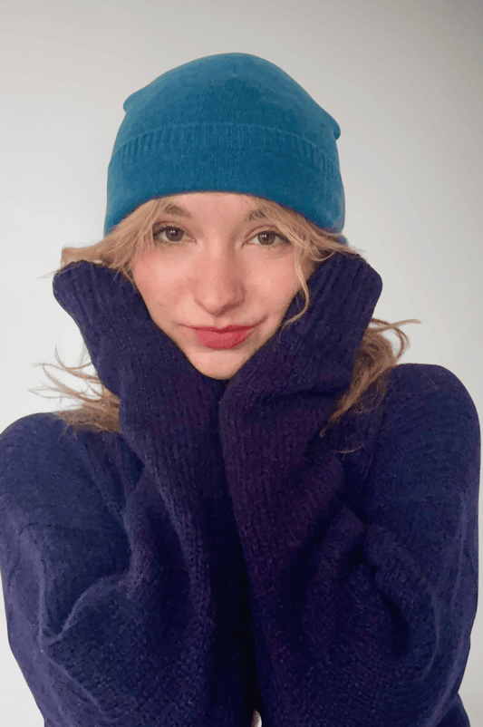 Cashmere Beanie Hats CHRISTINE ALCALAY Teal