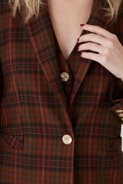 Bianca Blazer in Fireside Plaid Wool Jackets CHRISTINE ALCALAY Fireside Plaid Wool 0