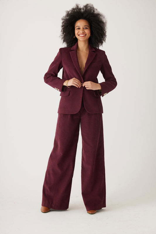 Tilda Blazer in Fine Wine Wale Corduroy Jackets CHRISTINE ALCALAY Wine 0