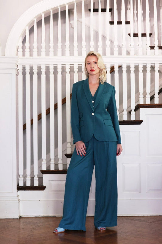 Tilda Double Pocket Blazer in Linen - Wisteria Jackets CHRISTINE ALCALAY