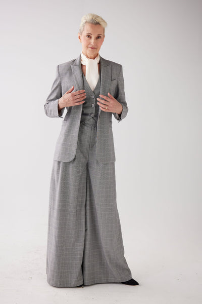 Bianca Blazer in Black Plaid Tropical Wool