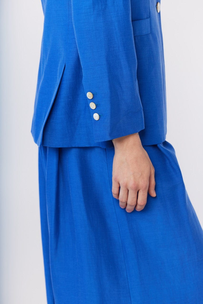 Bianca Blazer in Lapis Blue Cupro Linen Blend Jackets CHRISTINE ALCALAY