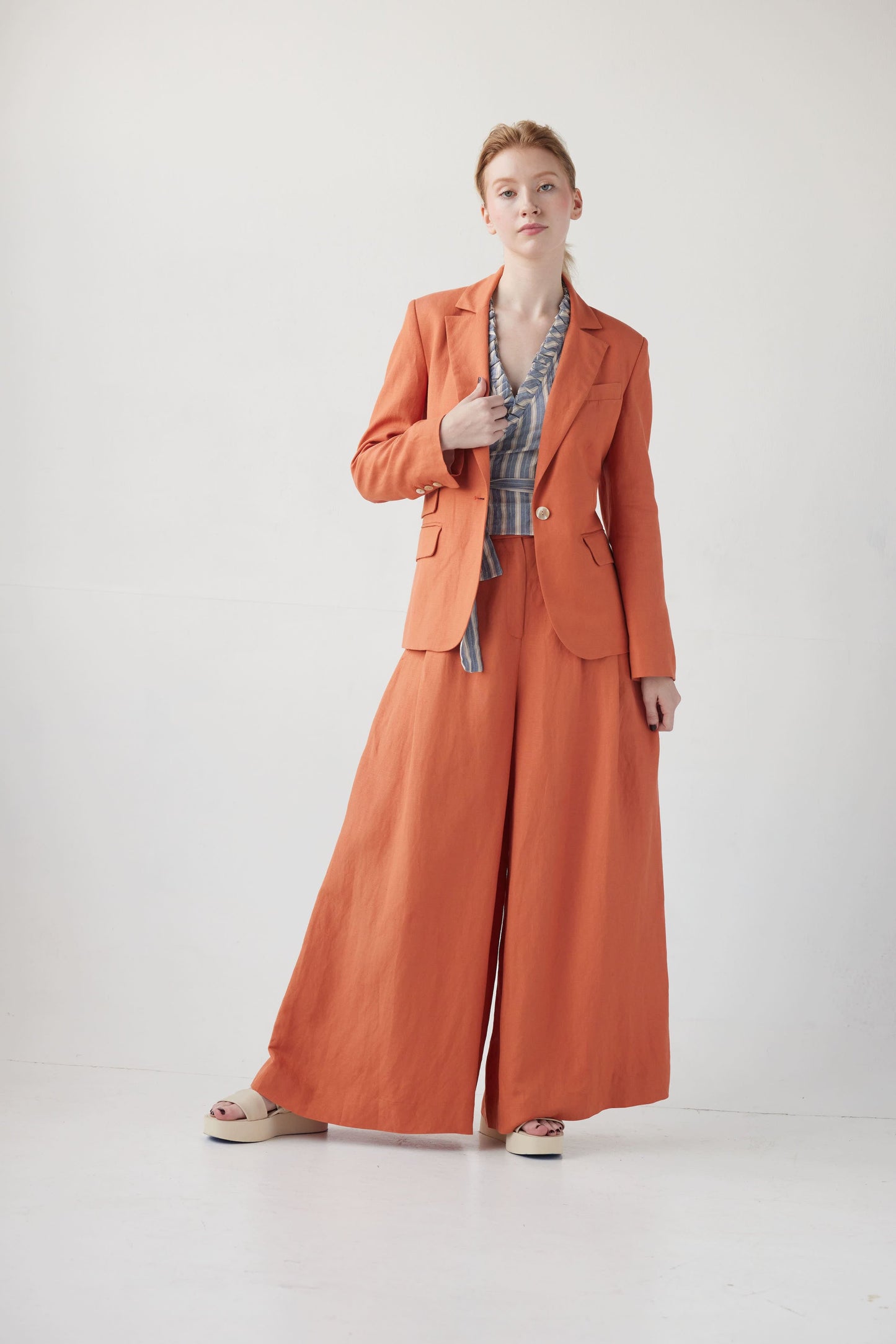 Tilda Jacket in Linen Blend Jackets CHRISTINE ALCALAY Carnelian 0 