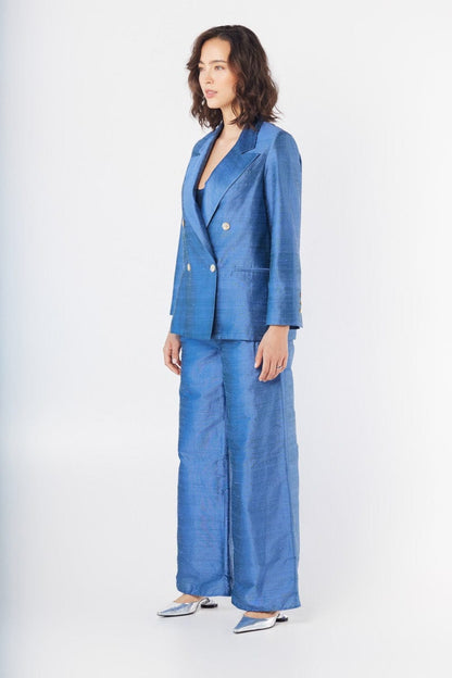 Charlie Blazer in Bleuet Silk Dupioni Jackets CHRISTINE ALCALAY