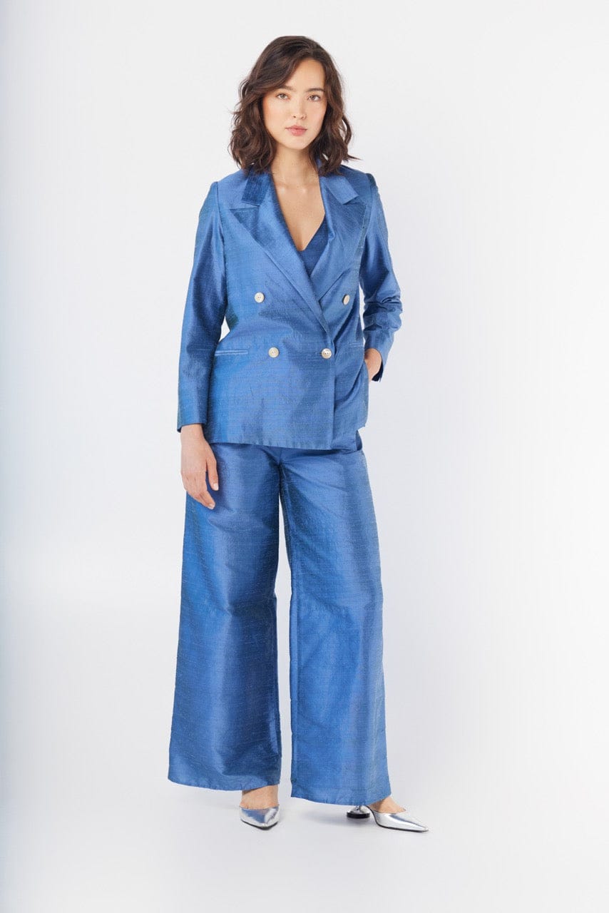 Charlie Blazer in Bleuet Silk Dupioni Jackets CHRISTINE ALCALAY