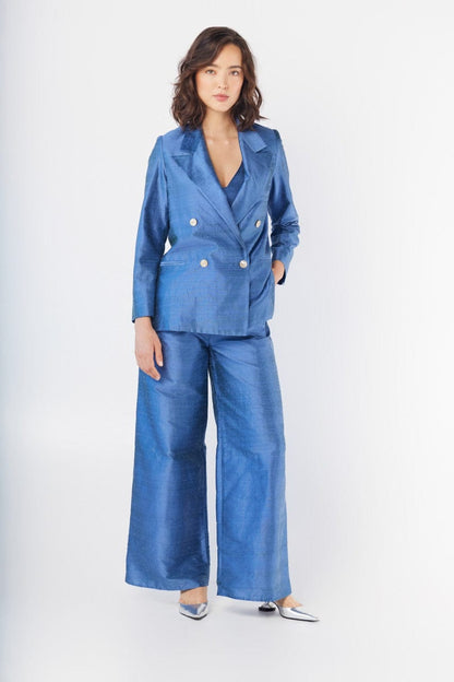 Charlie Blazer in Bleuet Silk Dupioni Jackets CHRISTINE ALCALAY