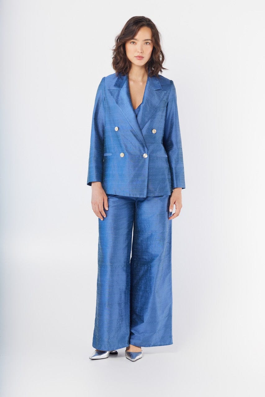 Charlie Blazer in Bleuet Silk Dupioni Jackets CHRISTINE ALCALAY