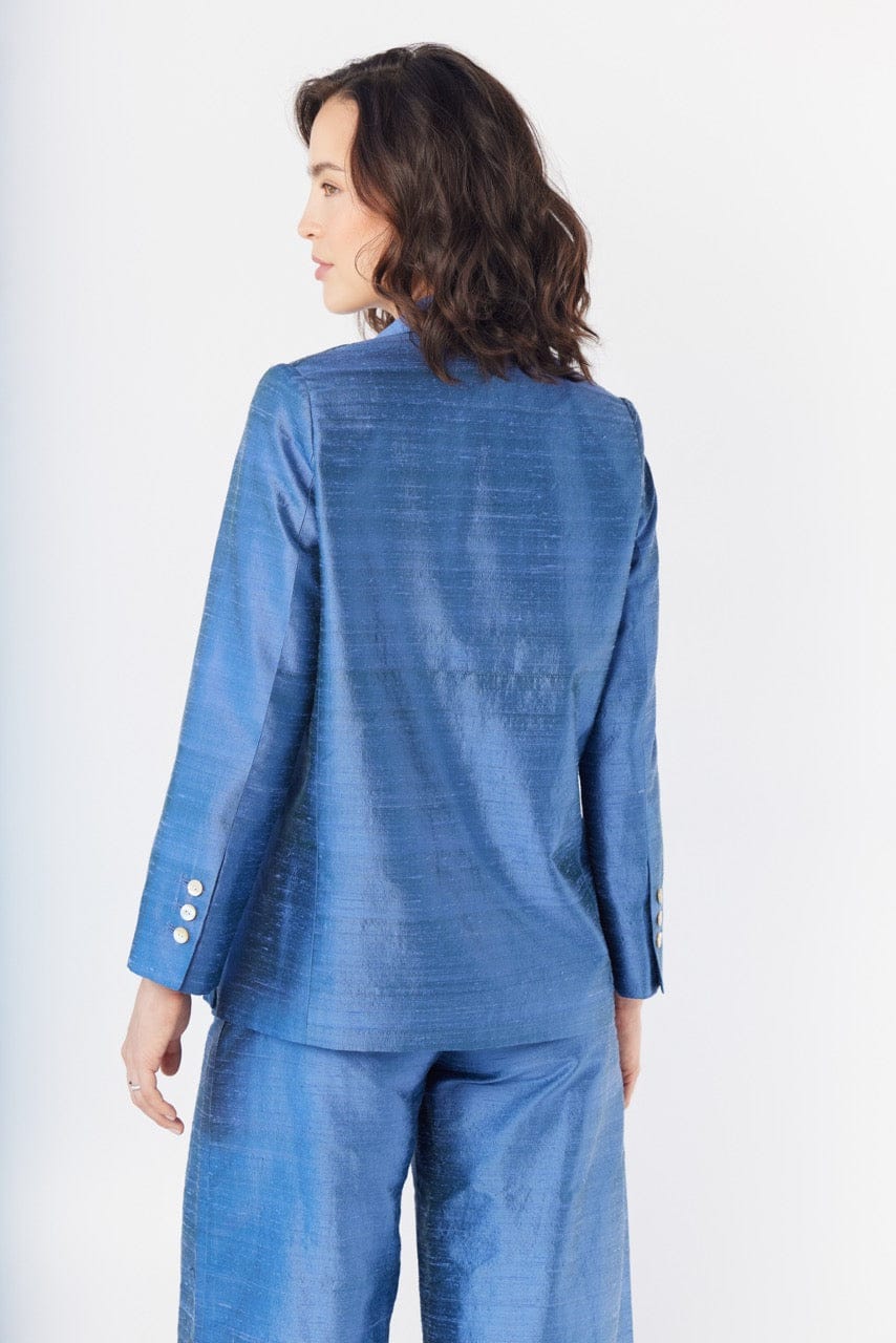 Charlie Blazer in Bleuet Silk Dupioni Jackets CHRISTINE ALCALAY