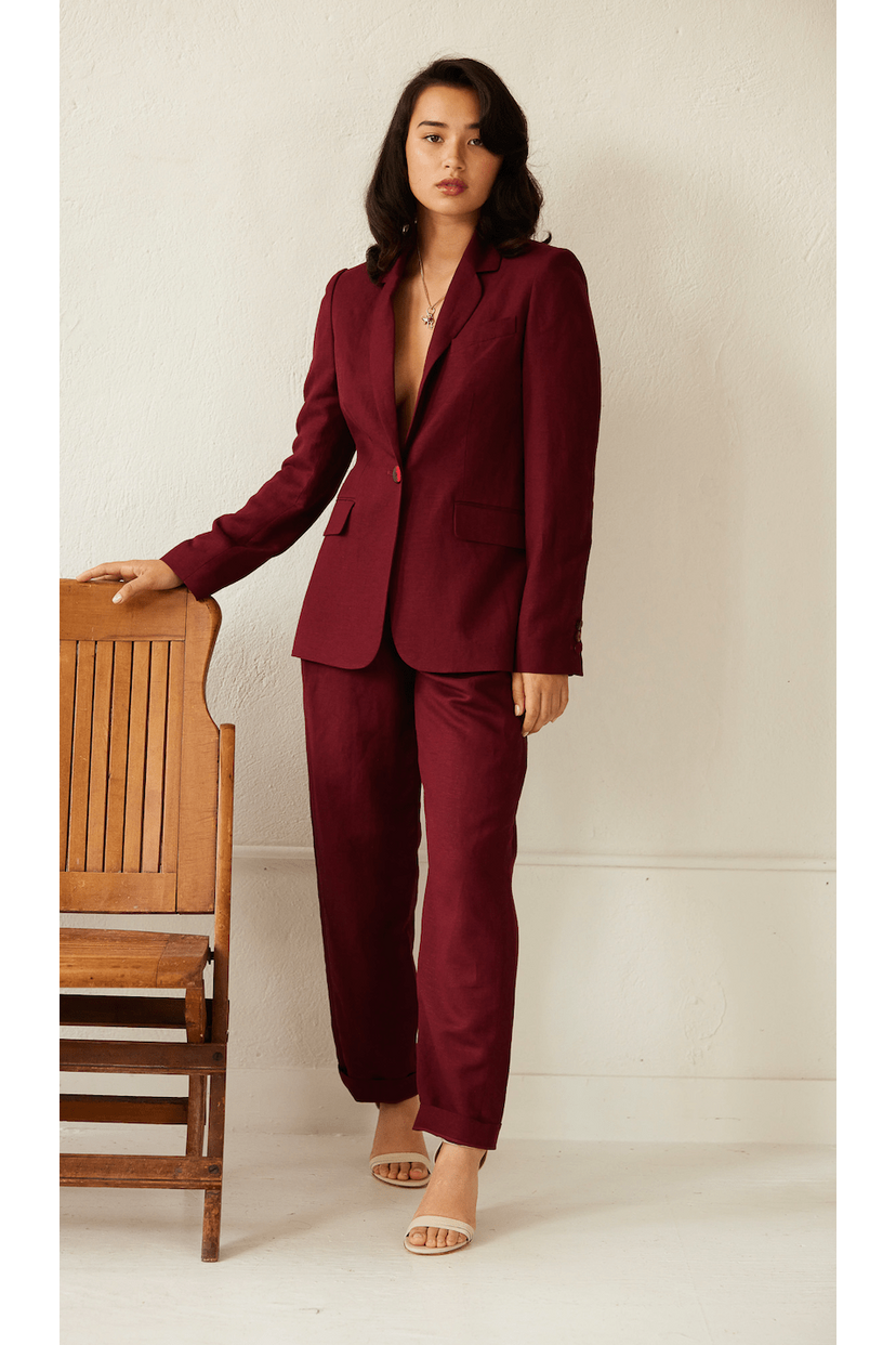 Summer Jacket in Linen Blend Jackets CHRISTINE ALCALAY Cranberry 0 