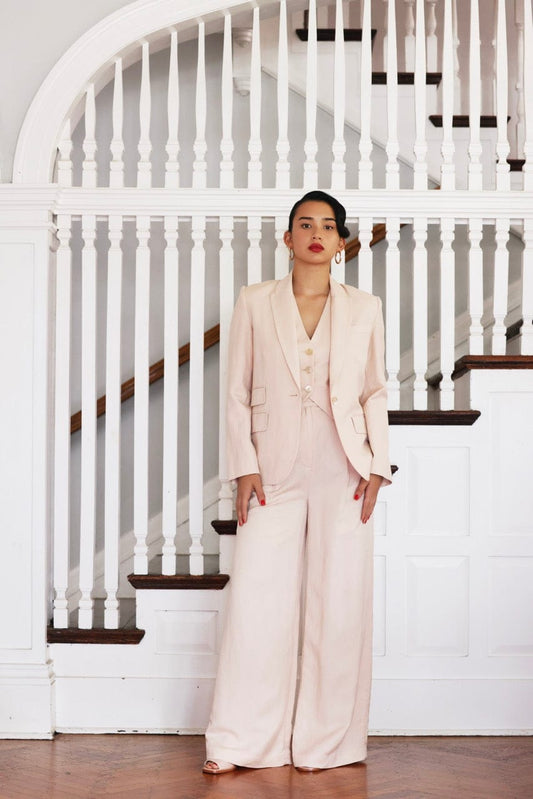 Tilda Double Pocket Blazer in Linen - Wisteria Jackets CHRISTINE ALCALAY