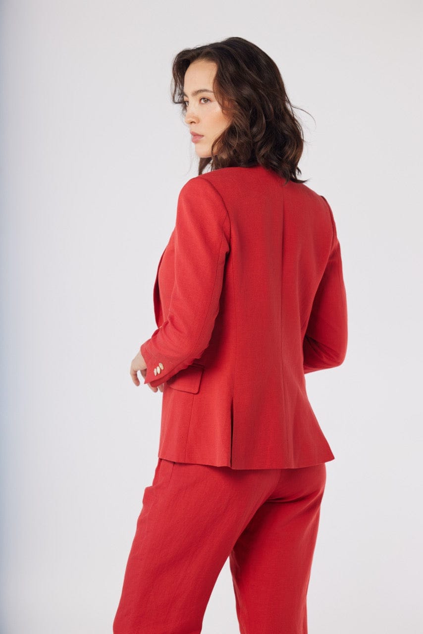 Tilda Blazer in Cayenne Red Linen Blend Jackets CHRISTINE ALCALAY