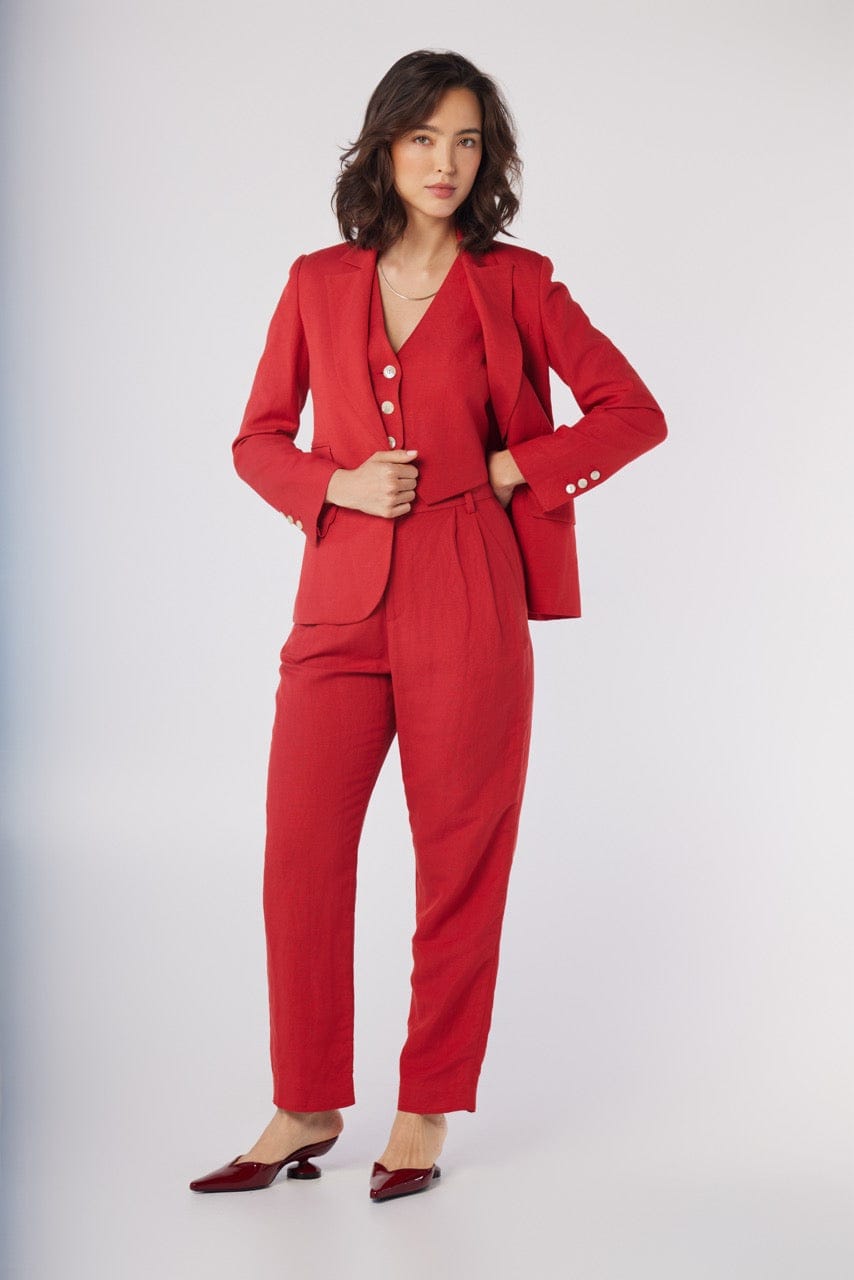 Tilda Blazer in Cayenne Red Linen Blend Jackets CHRISTINE ALCALAY