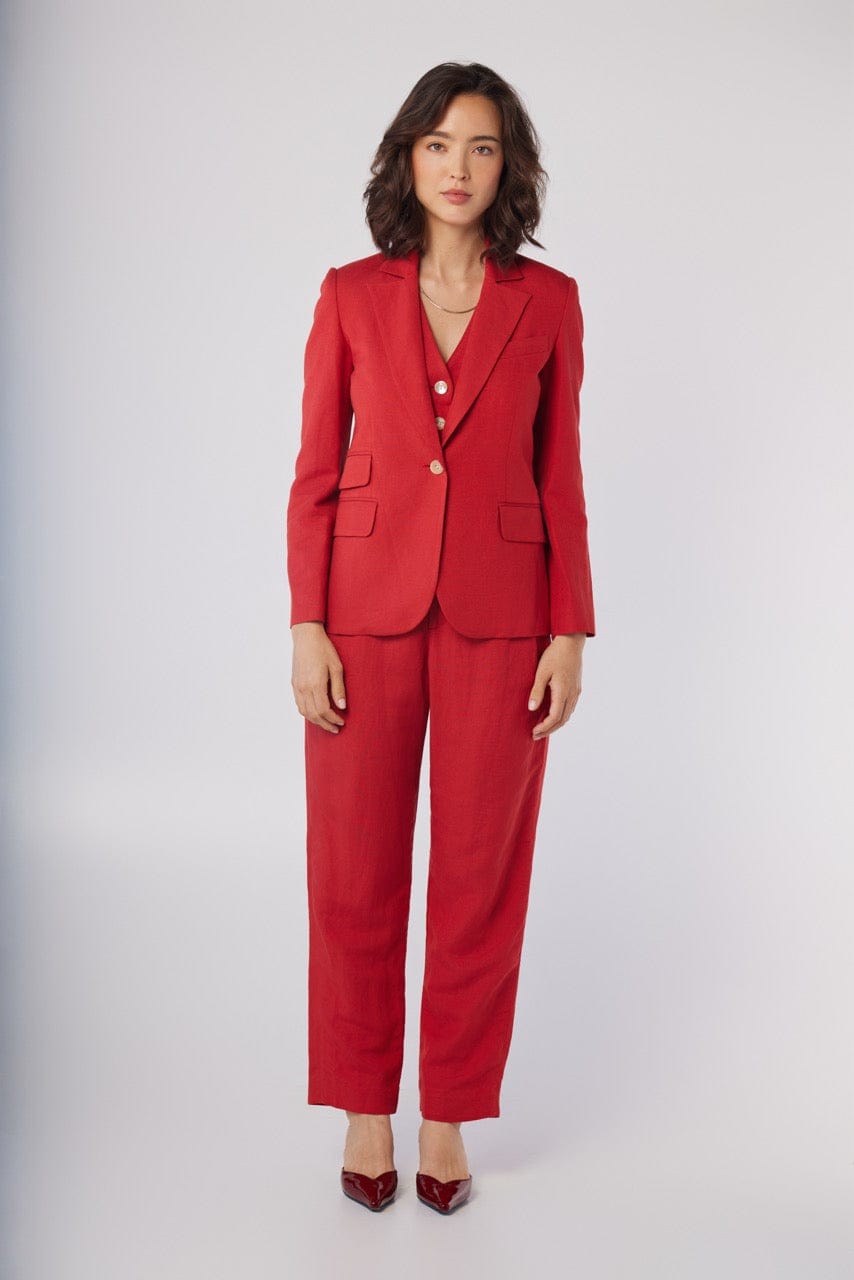 Tilda Blazer in Cayenne Red Linen Blend Jackets CHRISTINE ALCALAY