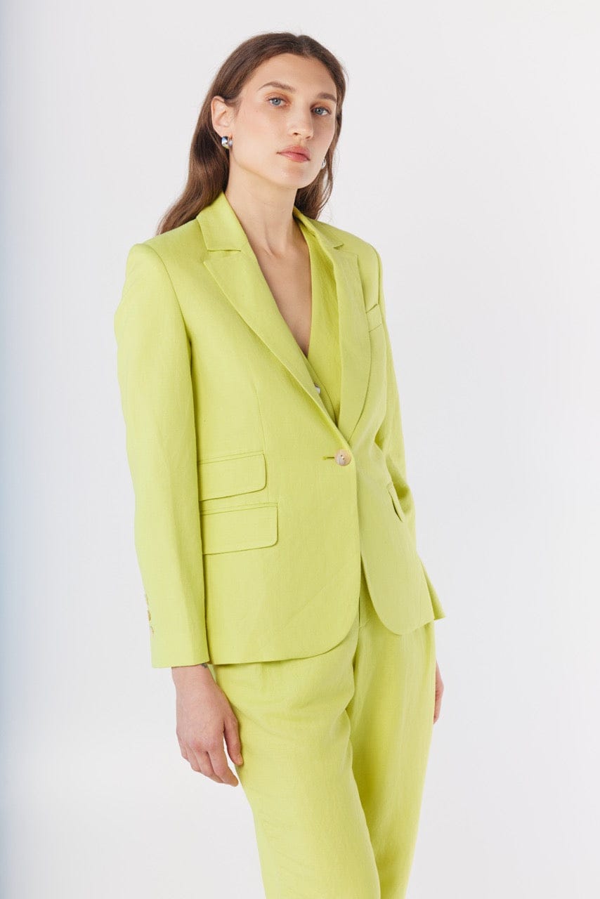 Tilda Blazer in Lemongrass Linen Blend Jackets CHRISTINE ALCALAY Lemongrass 0