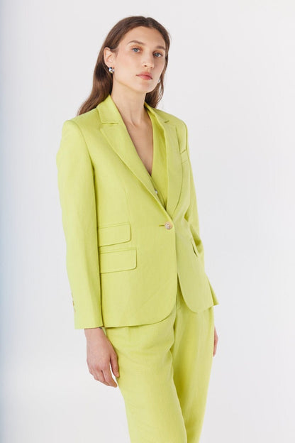 Tilda Blazer in Lemongrass Linen Blend Jackets CHRISTINE ALCALAY Lemongrass 0