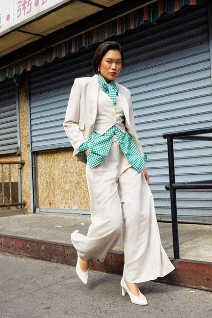 Katherine Wide Leg Pant in Linen Pants CHRISTINE ALCALAY Oyster 00