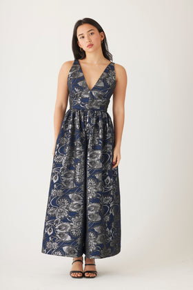 Quynh Jumpsuit in Brocade Jumpsuits CHRISTINE ALCALAY Sapphire Brocade 0
