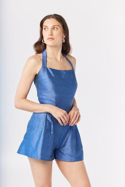 Camelia Jumpsuit in Bleuet Silk Dupioni Jumpsuits CHRISTINE ALCALAY Bleuet 0
