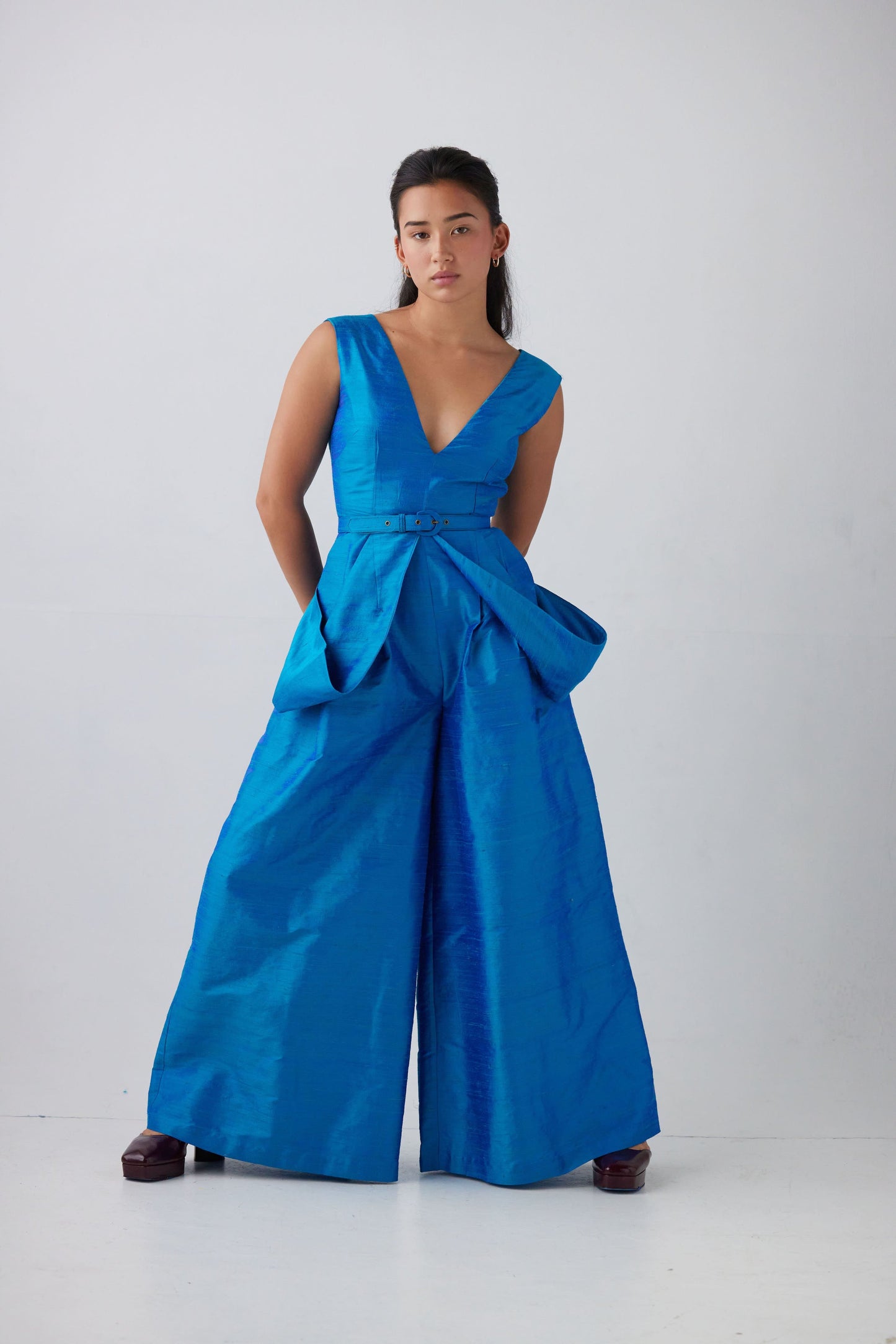 Reva Jumpsuit in Silk Dupioni