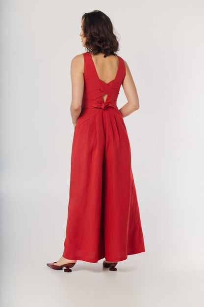 Kyoko Jumpsuit in Cayenne Linen Blend