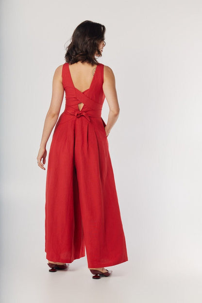 Kyoko Jumpsuit in Cayenne Linen Blend