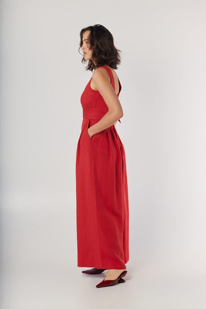 Kyoko Jumpsuit in Cayenne Linen Blend