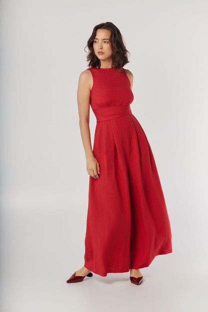 Kyoko Jumpsuit in Cayenne Linen Blend