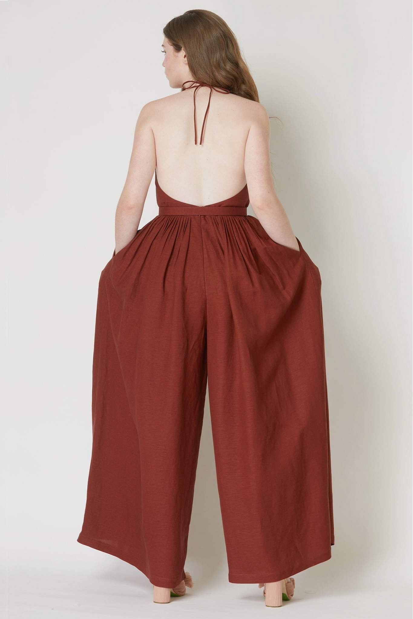 Marie Jumpsuit in Solid Linen Jumpsuits CHRISTINE ALCALAY   