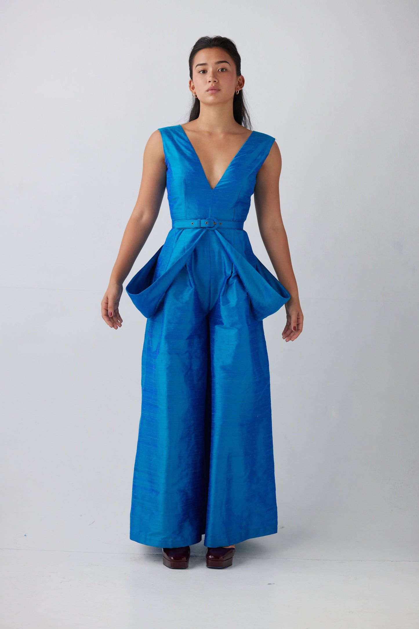 Reva Jumpsuit in Silk Dupioni