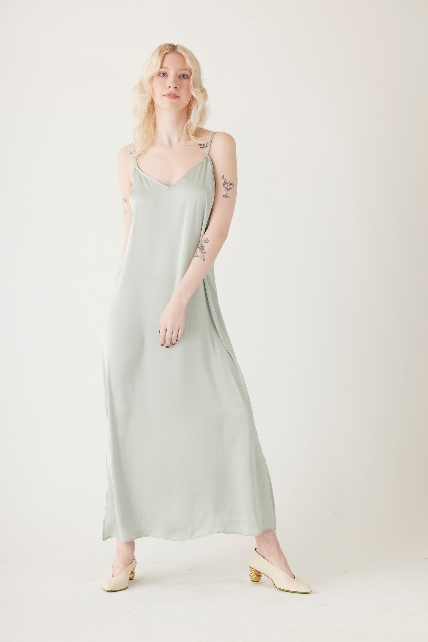 Kate Slip Dress in Japanese Charmeuse  CHRISTINE ALCALAY Mint Extra Small 