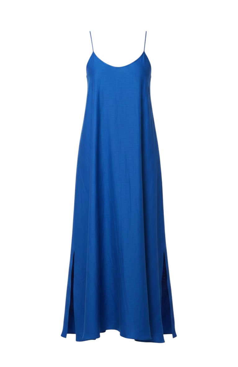 Calista Dress in Lapis Blue Cupro Linen Dresses CHRISTINE ALCALAY