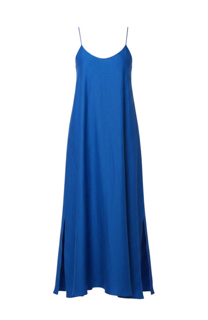 Calista Dress in Lapis Blue Cupro Linen Dresses CHRISTINE ALCALAY