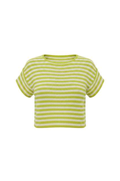 Kerry Tee in Lemongrass Stripe Pima Cotton Tops CHRISTINE ALCALAY