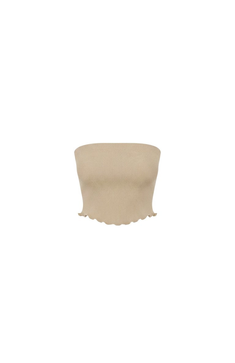 Janet Tube Top in Oyster Pima Cotton Tops CHRISTINE ALCALAY
