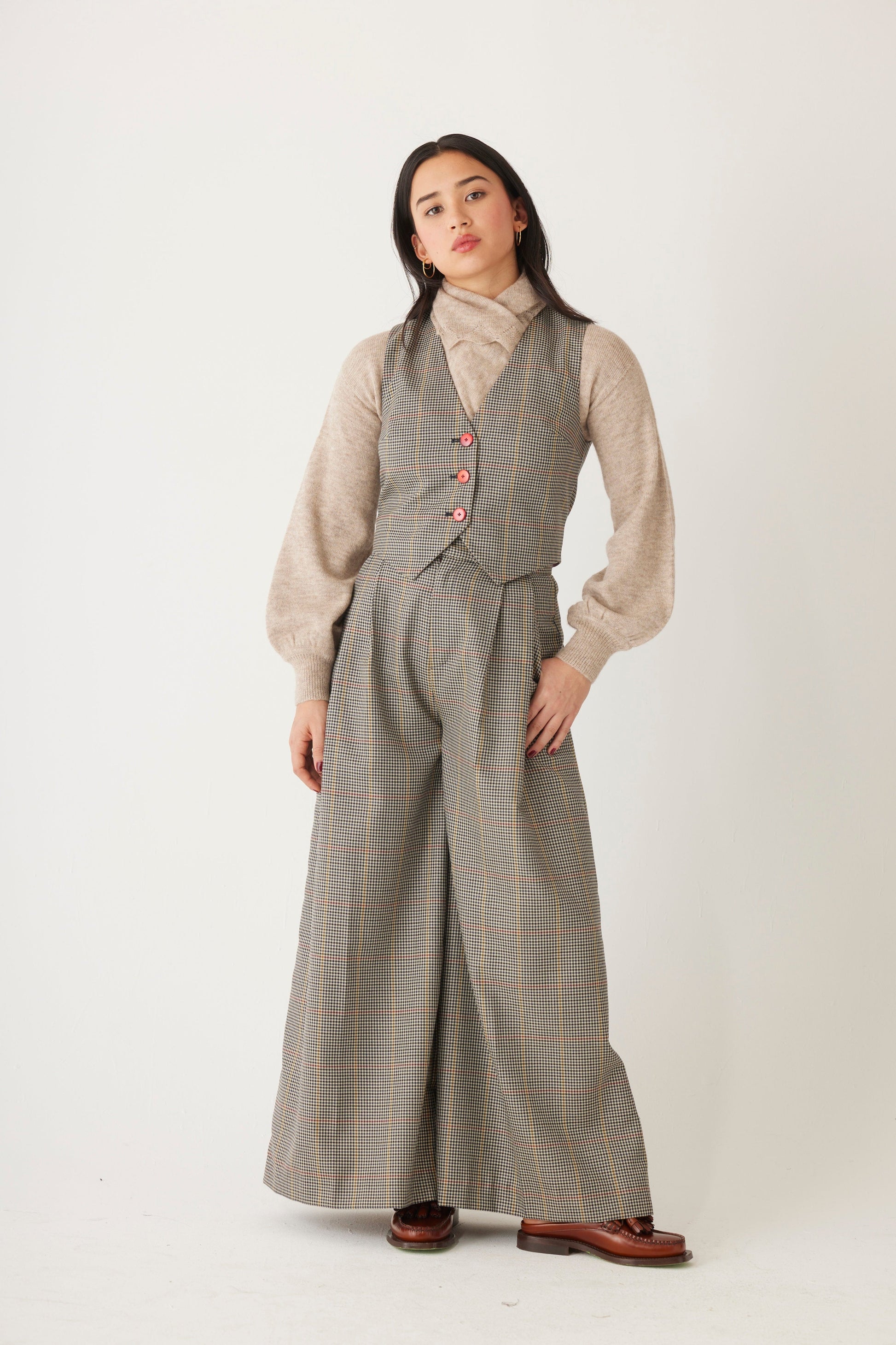 Katherine Pant in Tropical Wool Plaid Pant CHRISTINE ALCALAY   