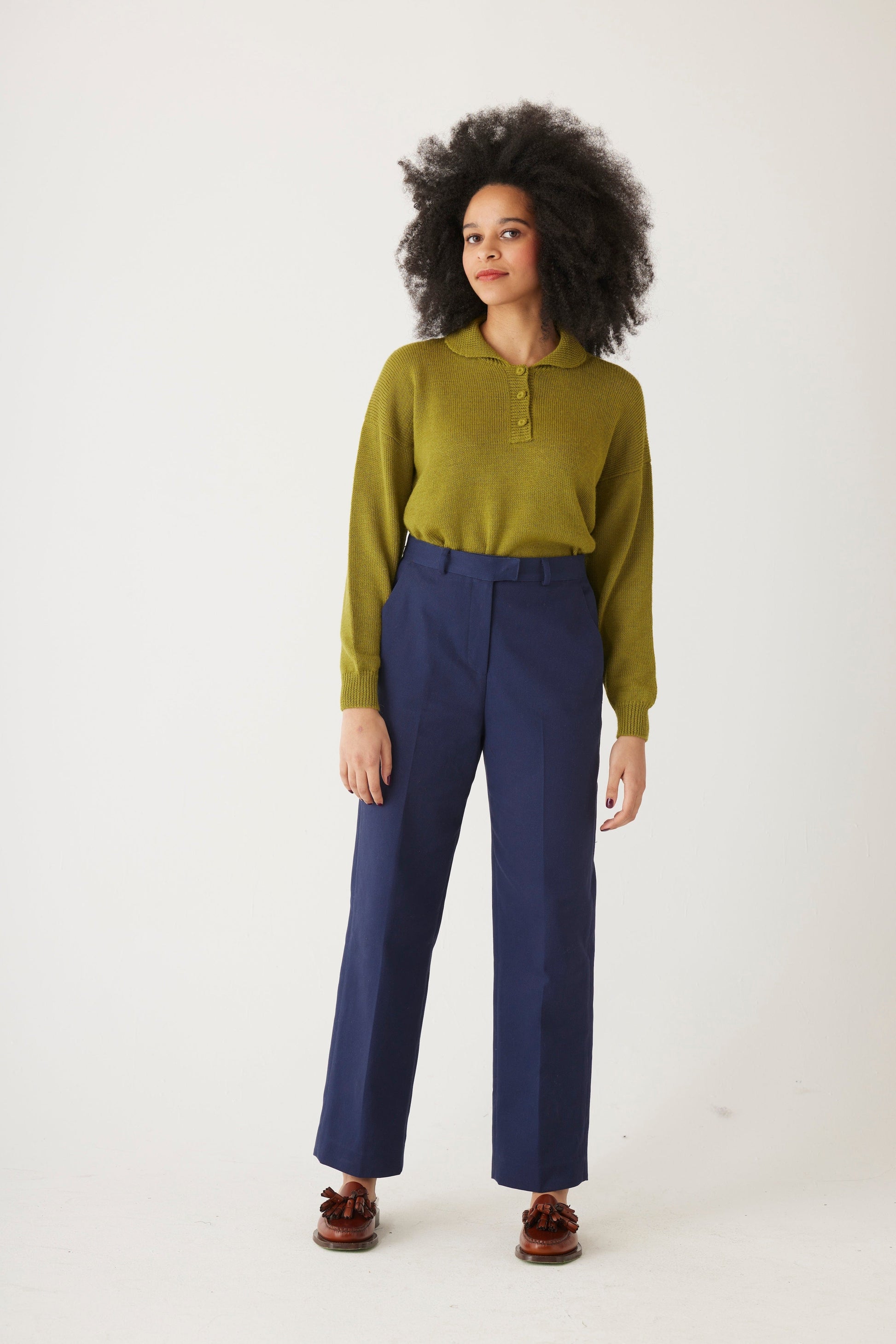 Piper Pant in Cotton Twill (Full Length) Pant CHRISTINE ALCALAY Navy 0 