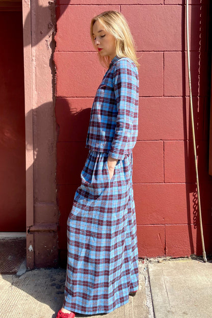 Gretchen Pant in Seaside Plaid Cotton Flannel Pants CHRISTINE ALCALAY